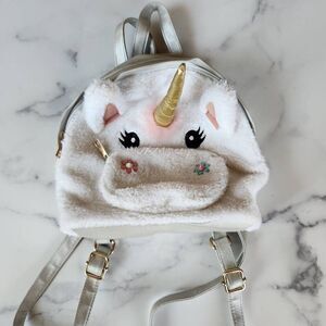 Unicorn plush girls backpack cream 3d